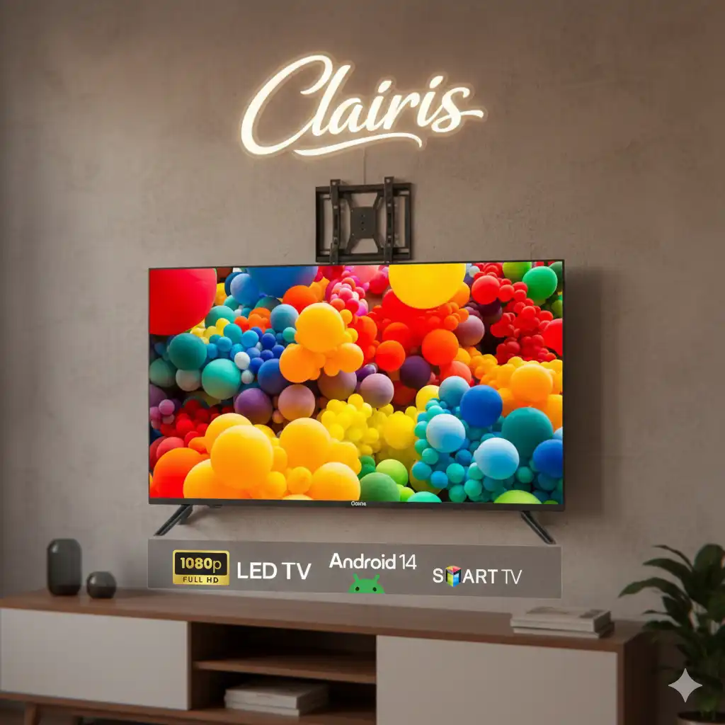 Clairis Smart TV 40" – Full HD – Android 14 – Wi-Fi & Bluetooth – Récepteur Intégré + Support Mural Offert
