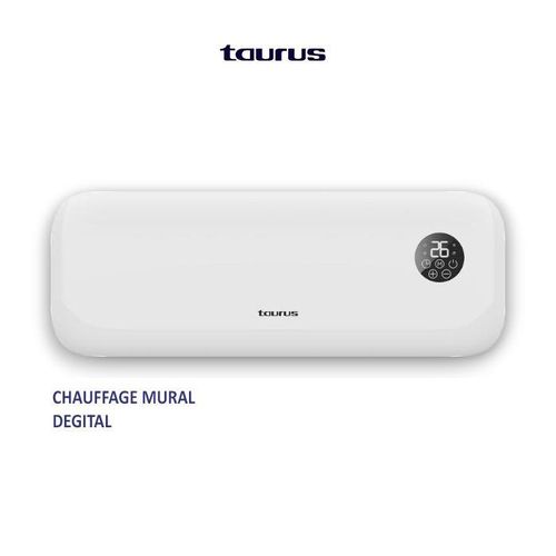aurus Chauffage électrique mural pour salle de bain, salon et chambre 2 puissances 3 modes fonction ventilateur, 2000w écran digitale télécommande