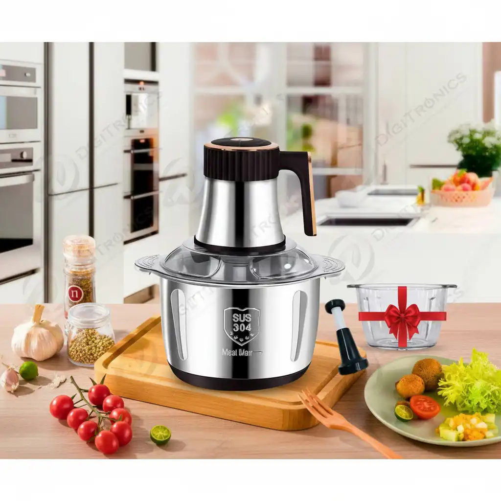 Hachoir électrique 3L 1000W + bol en verre, 5 vitesses, Black, JN-6347