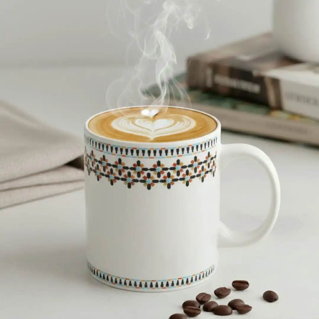Lot de 4 Mug en Céramique Décoratif Motif Mosaïque bohème – Tasse à Café ou Thé-300 ml