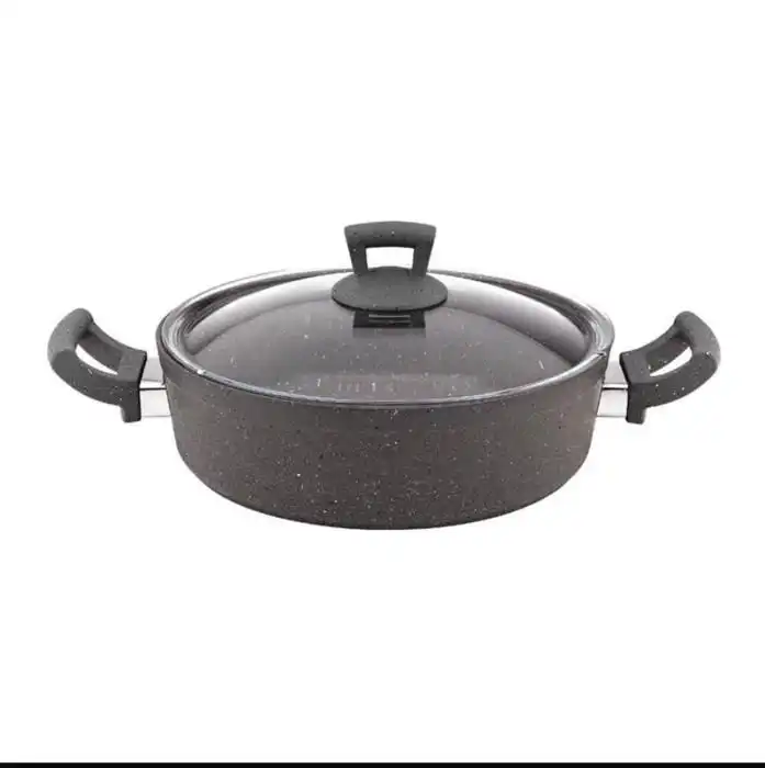 Marmite granite avec couvercle 26 cm - couleurs aléatoires