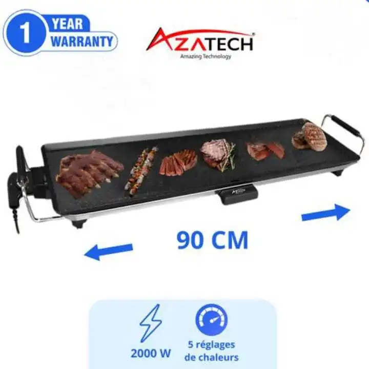 AZATECH Planche De Cuisson 90cm Antiadhésif Électrique 2000w