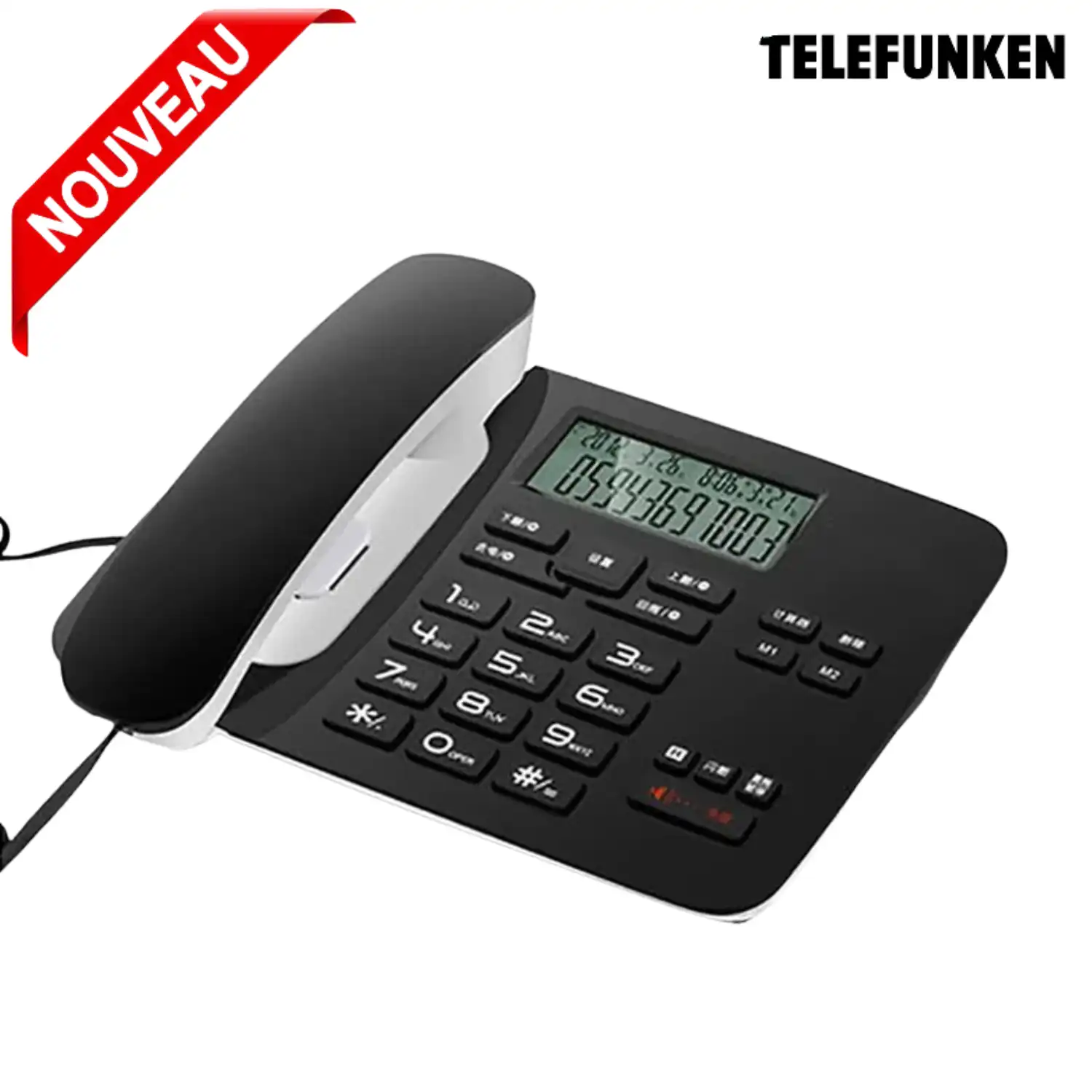 Téléphone Fixe Fil POSTE TELEPHONIQUE TELEFUNKEN TB301 B/W