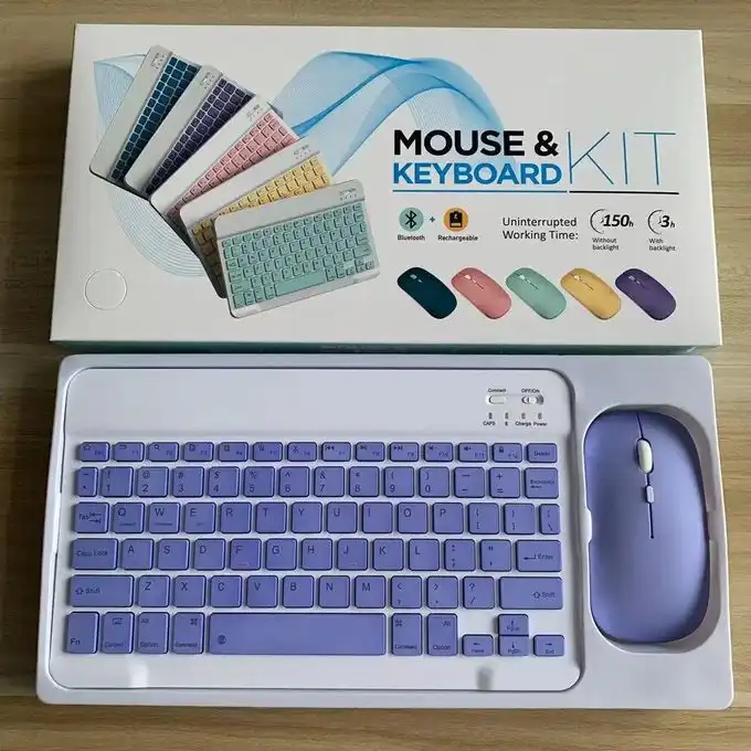 Clavier et souris sans fil Bluetooth recherchable pour iPad, tablette, téléphone, Pc Couleur aléatoire