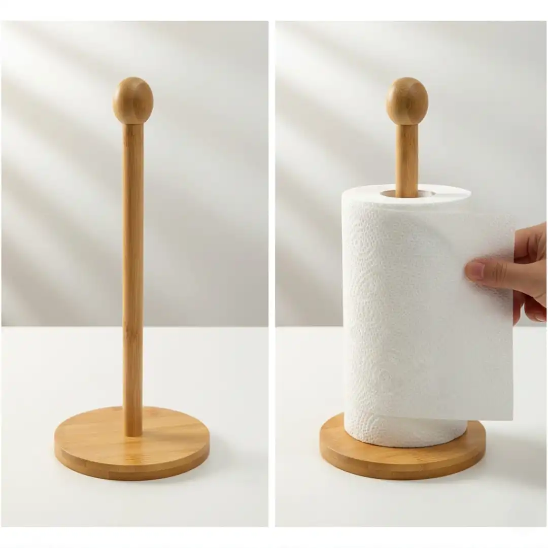 Support d'Essuie-Tout Design en Bambou Naturel-Aya Home