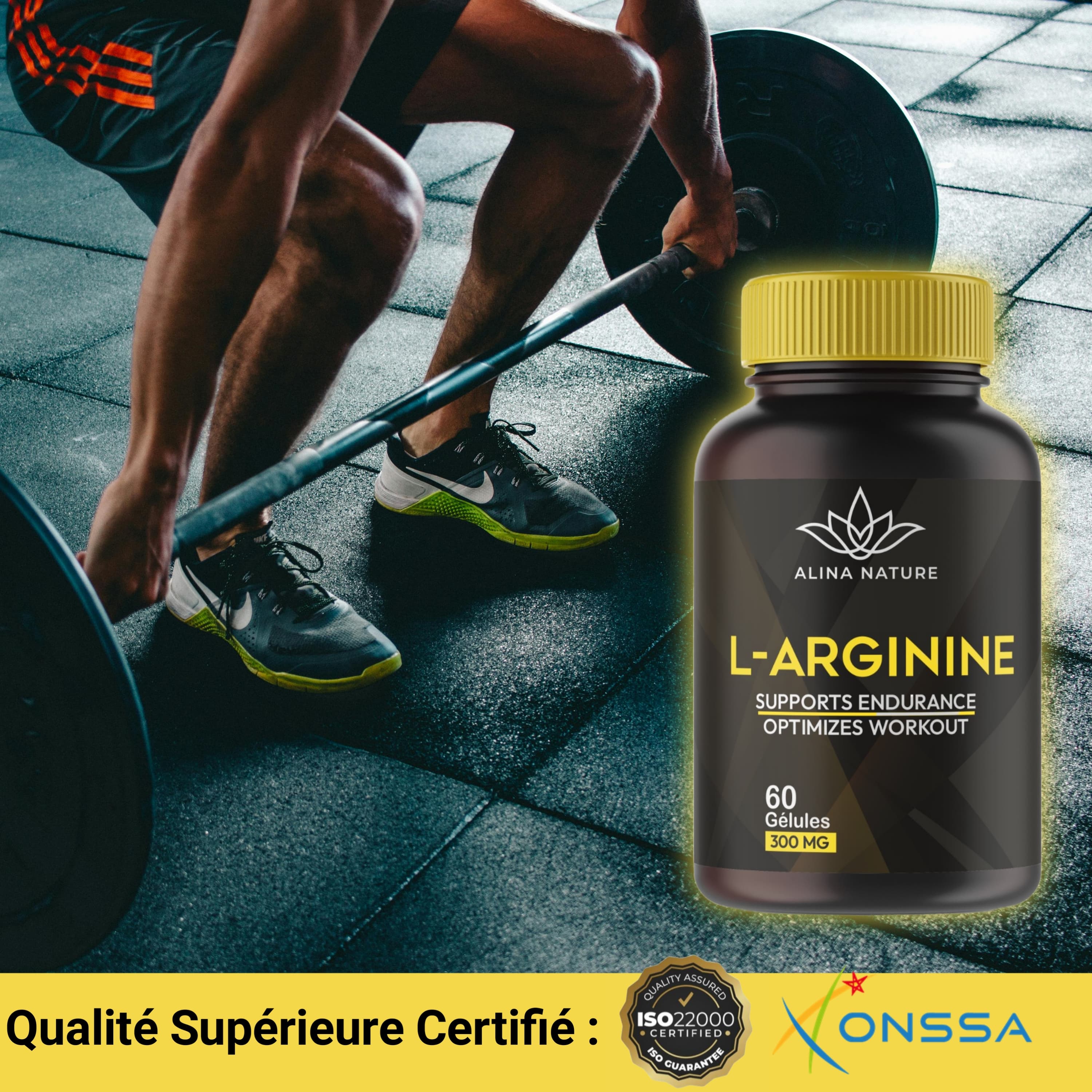 L-Arginine ALINA NATURE – 300 mg – 60 Gélules | Performance, Circulation et Vitalité