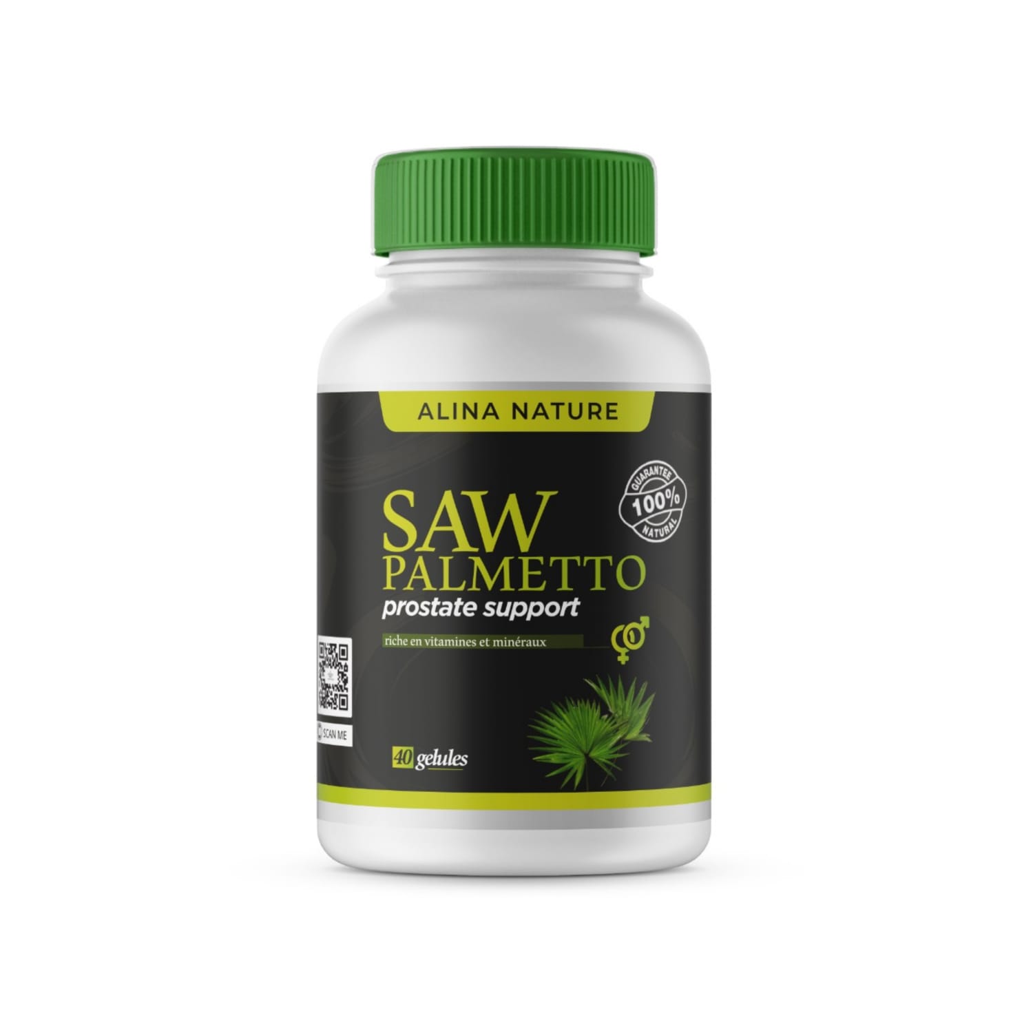 Saw Palmetto ALINA NATURE – 40 Gélules | Soutien Prostate et Santé Masculine