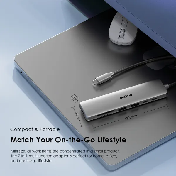 oraimo PowerTrans Hub USB-C 7 en 1 Adaptateur multifonctionnel Station d'accueil