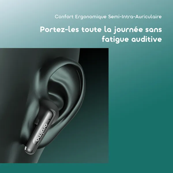oraimo SpaceBuds Air+ Écouteurs True Wireless avec Finition Métallique et Résistance IPX4