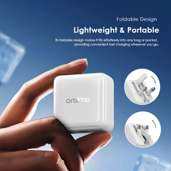 oraimo PowerCube 20 Chic 20W GaN Wall Charger Kit with Type-C to Type-C Cable