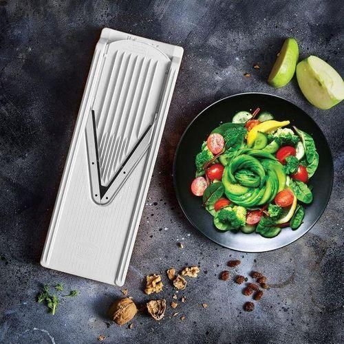 oupe-légumes en forme de V avec protection des mains pour une coupe facile et sûre, coupe-frites, Coupe-légumes manuel 3 en 1 multifonctionnel Mandoline ronde trancheur
