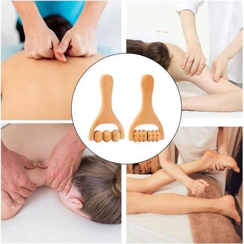 Lot de 2 rouleaux de massage en bois pour les mains, massage musculaire, outils de massage en bois, auto-massage, taille, cuisse, dos