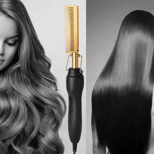 Peigne chauffant pour cheveux lisses, Styler, fer à frise humide et sèche
