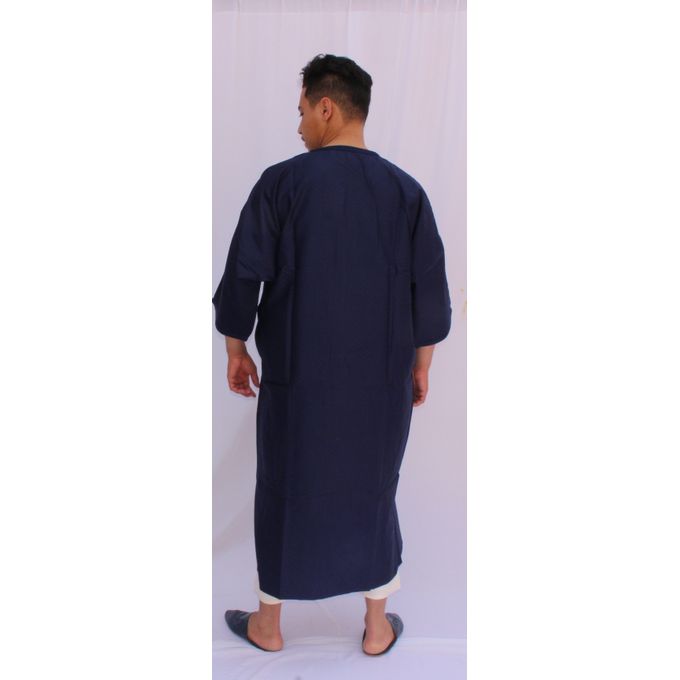 Jabador Maroc Gandoura jim à la main 100/100 coton haute couture/bleu marine.