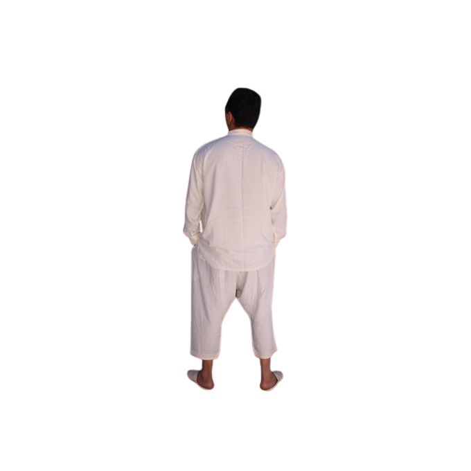 Jabador Maroc Regabia et pantalon kandrissi 100/100 coton homme -blanc cassé