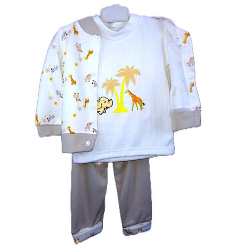 Ensemble Pyjama 2 Pièces Bébé Fille - Tunique Rose Côtelée & Pantalon Multicolore