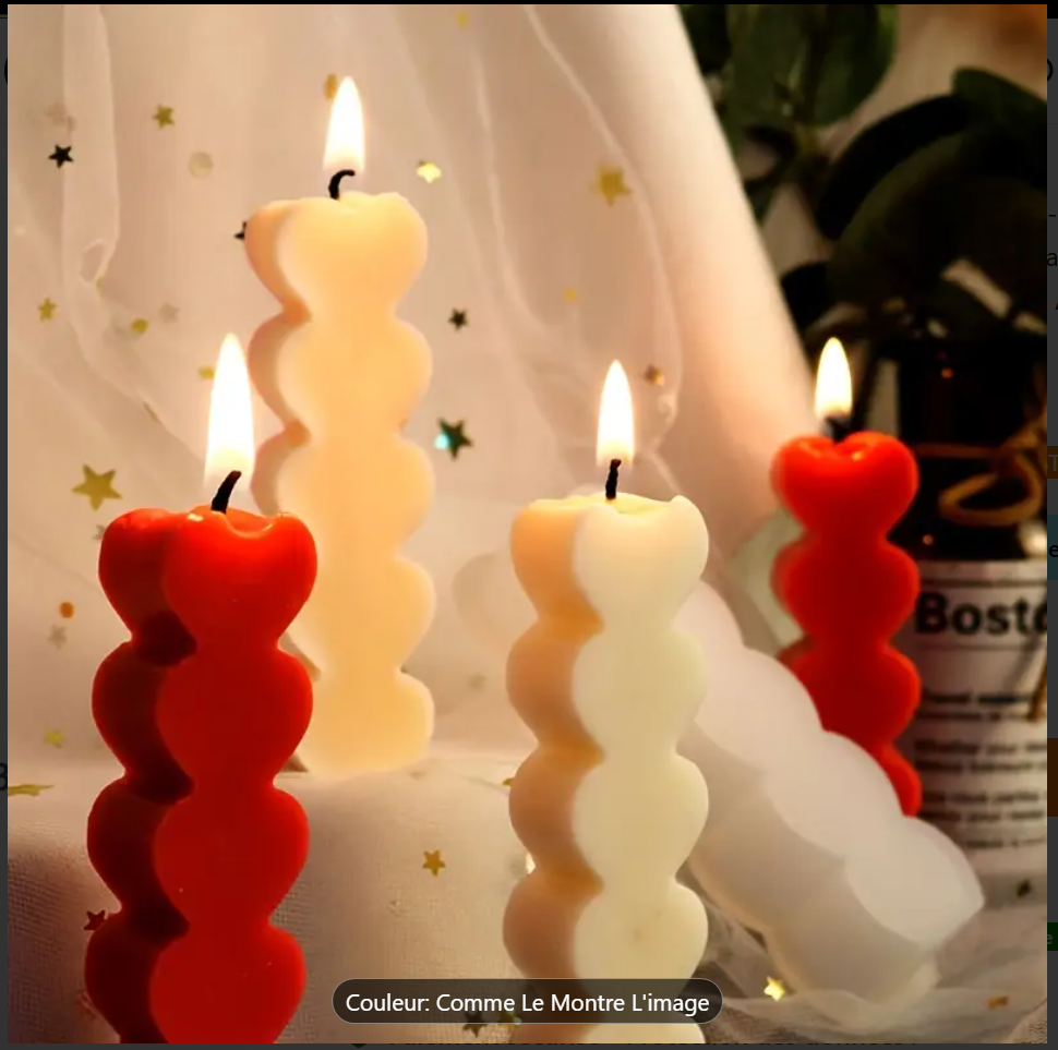 1 Pc Moule à Bougie en Silicone 5 Cavités en Forme de Cœur