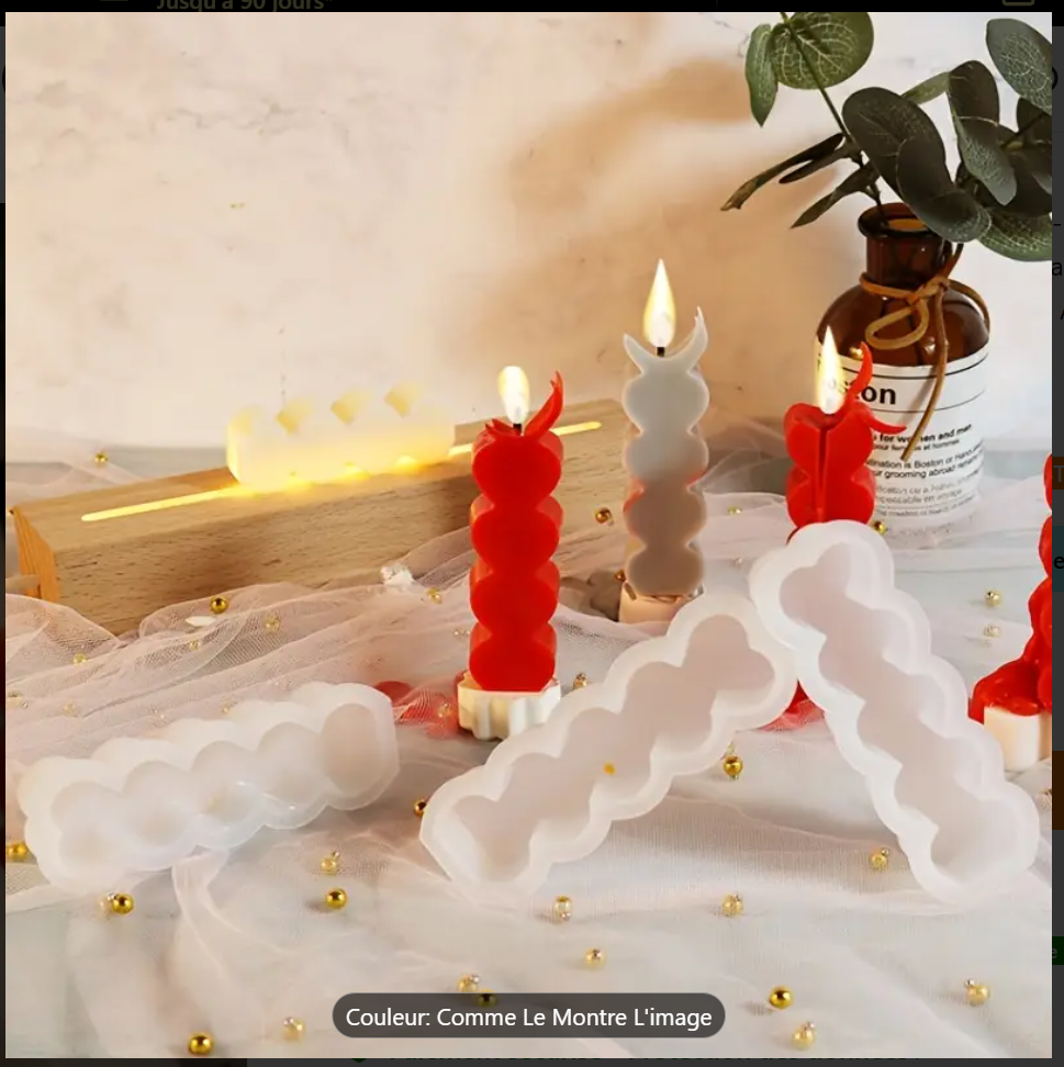 Image de 1 Pc Moule à Bougie en Silicone 5 Cavités en Forme de Cœur