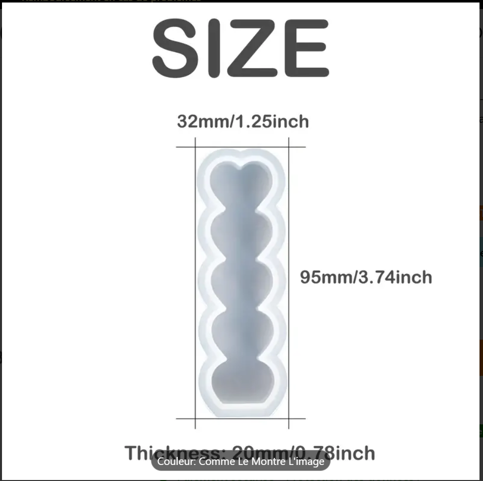 Image de 1 Pc Moule à Bougie en Silicone 5 Cavités en Forme de Cœur