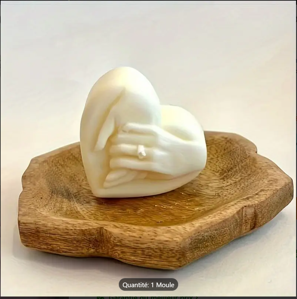 1 Pc Moule En Silicone à Bougies En Forme Cœur Main dans la Main 3D Pour La Fabrication De Savon bougie