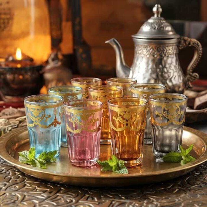 12 Verres à thé couleurs - Non spécifié - Set de 12 - Cristallin vert - Design marocain - Contenance généreuse