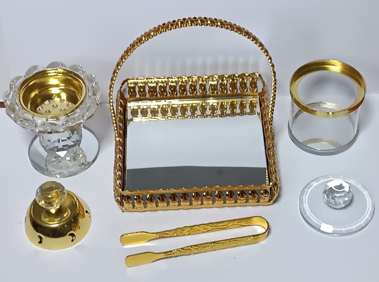 4pc :Ensemble de brûleurs d'encens en Verre, plateau élégant, boite et pince
