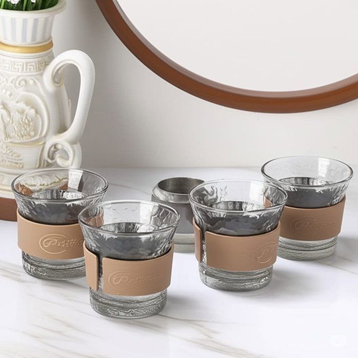 6 tasses à cafés-jus -sodas 180ml couleur grise avec detail maroc detachable et lavable 185ML