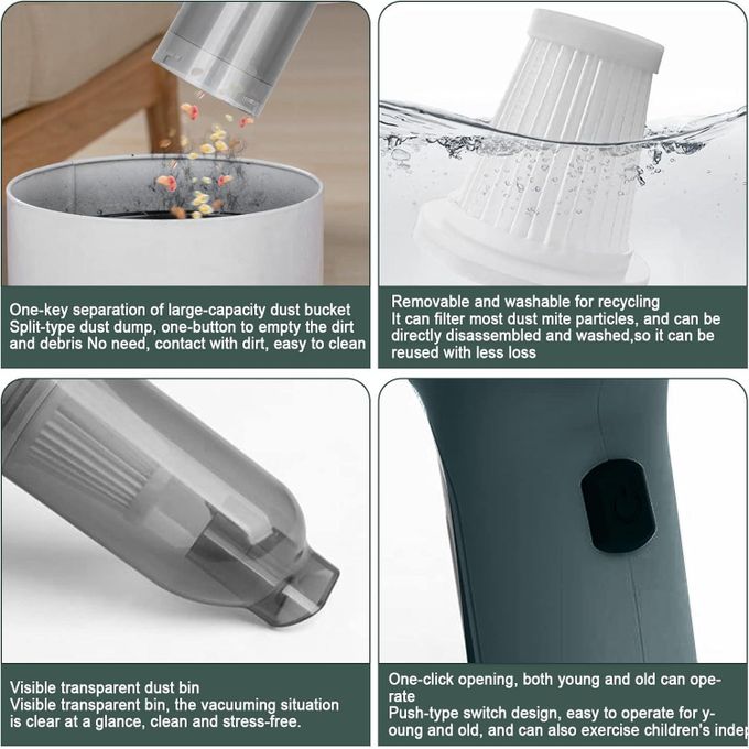 Image de Aspirateur électrique 3-IN-1 et souffleur d'air, aspirateur automatique à main sans fil Portable et Rechargeable