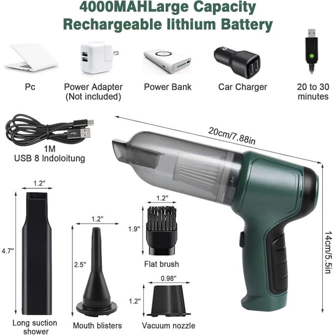 Image de Aspirateur électrique 3-IN-1 et souffleur d'air, aspirateur automatique à main sans fil Portable et Rechargeable