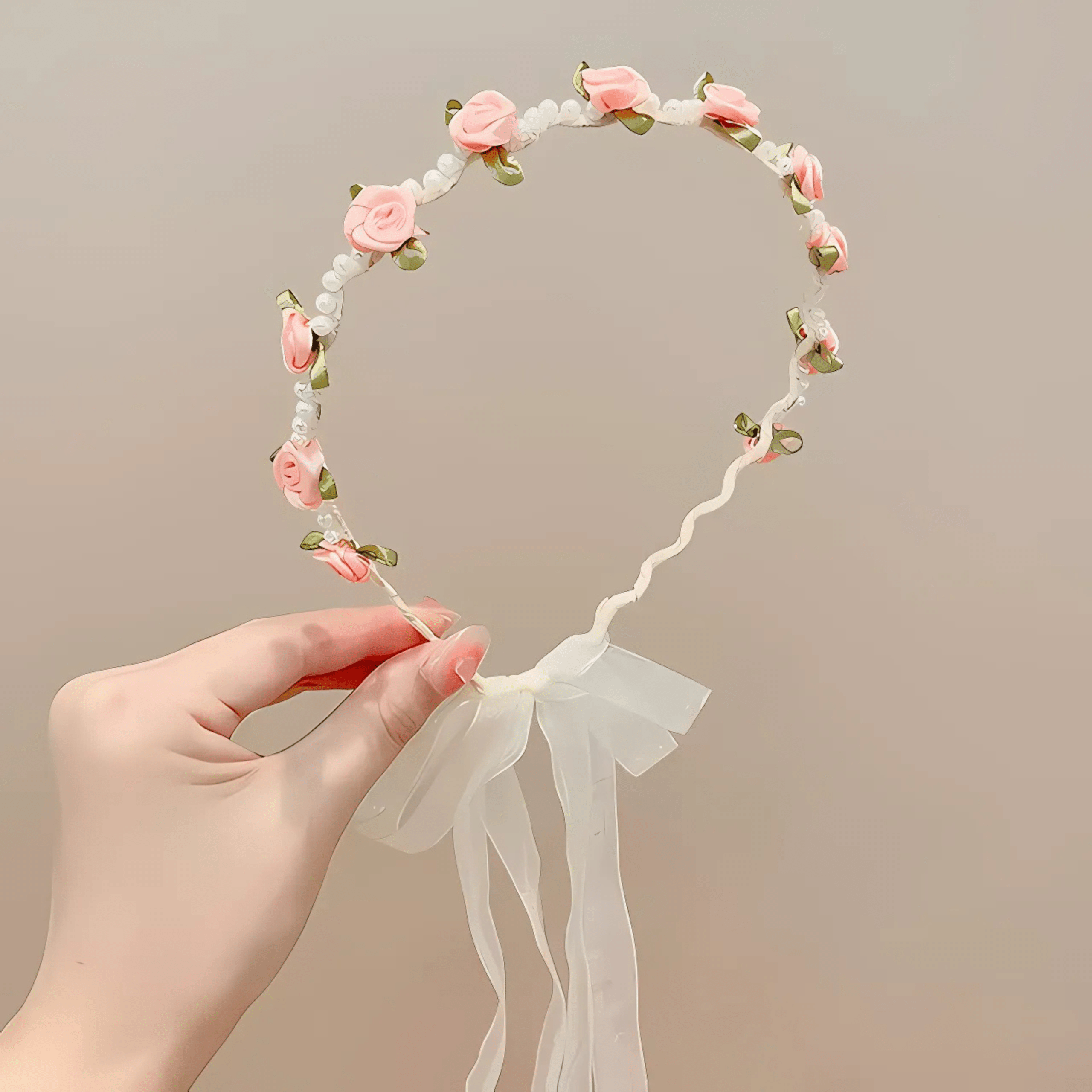 Image de Bandeaux en perles rose et blanc pour filles et femmes - Unbranded