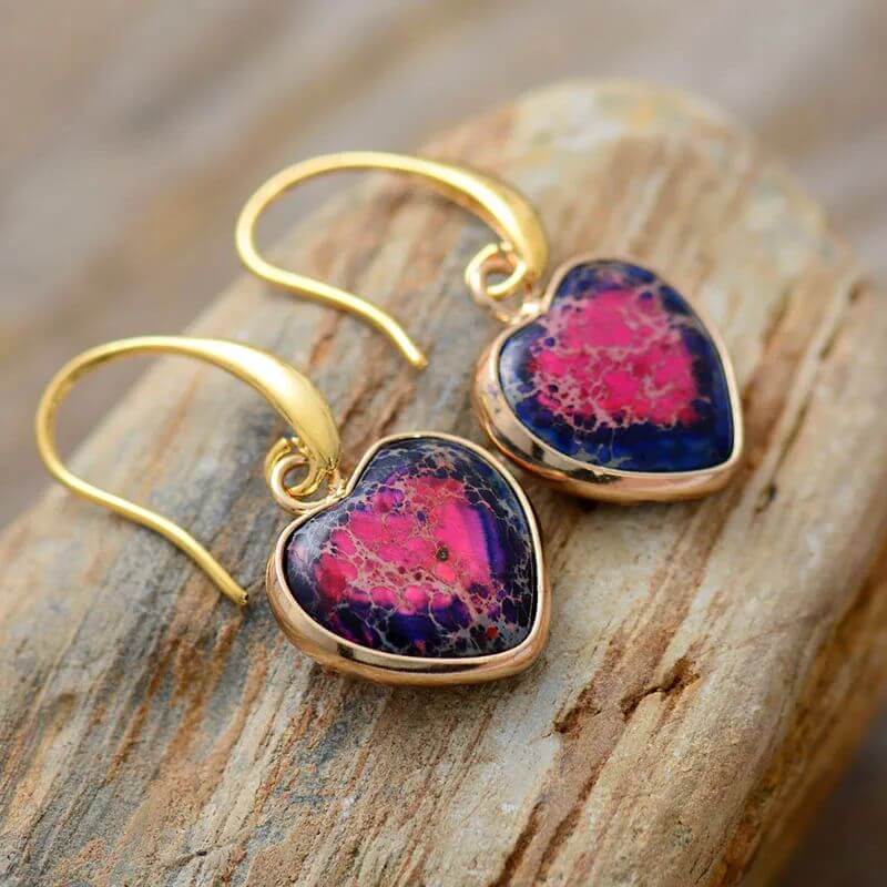 Boucles d'oreilles en Forme de cœur en Jaspe