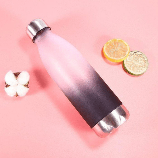 Bouteille d'eau isotherme - Sport - 500ml - Plastique sans BPA - Couverture inoxydable - Couleurs aléatoires