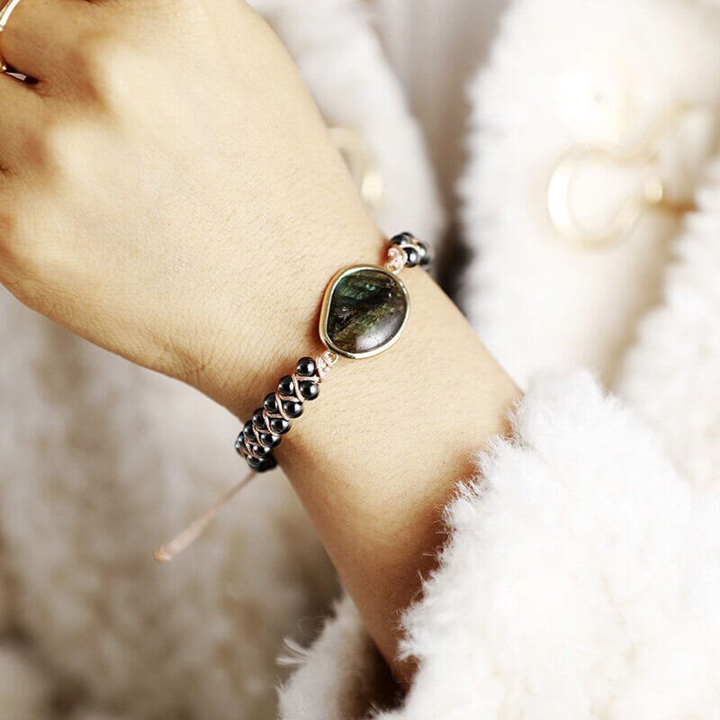 Bracelet Tressé en Labradorite