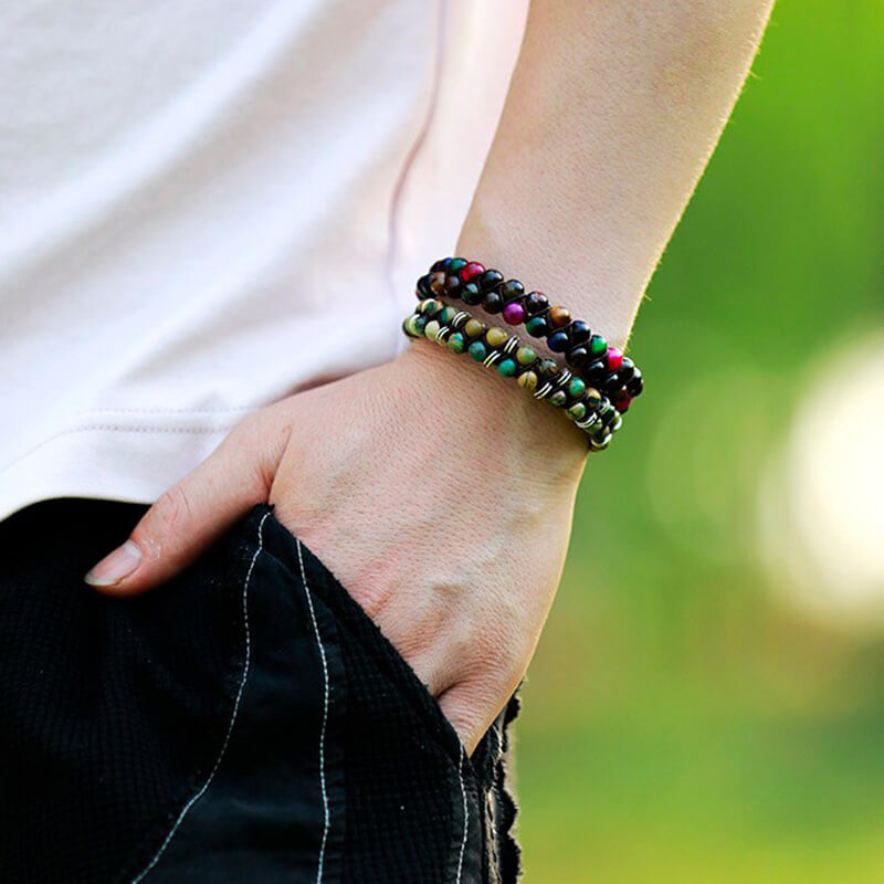 Image de Bracelet Tressé en Œil de Tigre - Unbranded