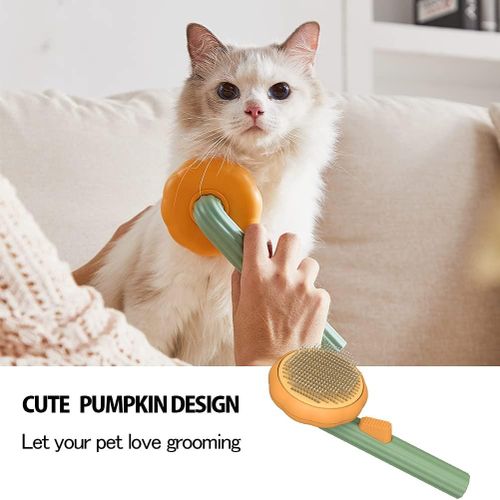 Image de Brosse Citrouille Auto-Nettoyante avec Bouton, Peigne Multifonction pour Chats, Chiens et Lapins Massage et Élimination Efficace des Poils - Unbranded
