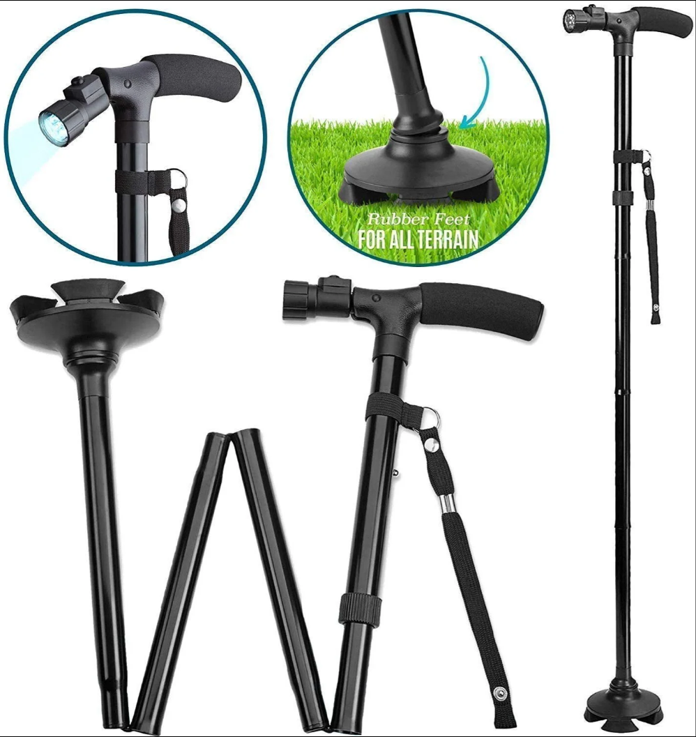 CANNE PLIANTE EN ALUMINIUM AVEC LUMIÈRE LED, PLIABLE