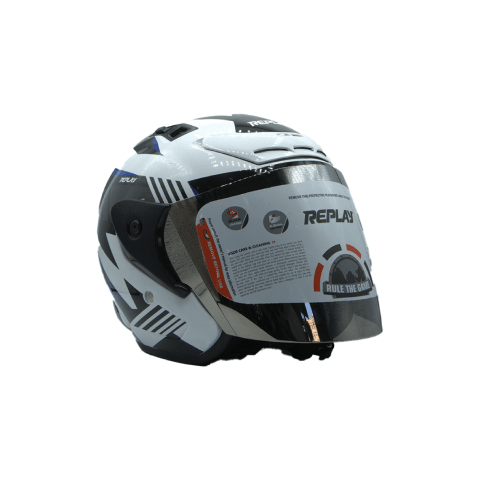 Casque Moto - REPLAY Bleu, Blanc, Noir