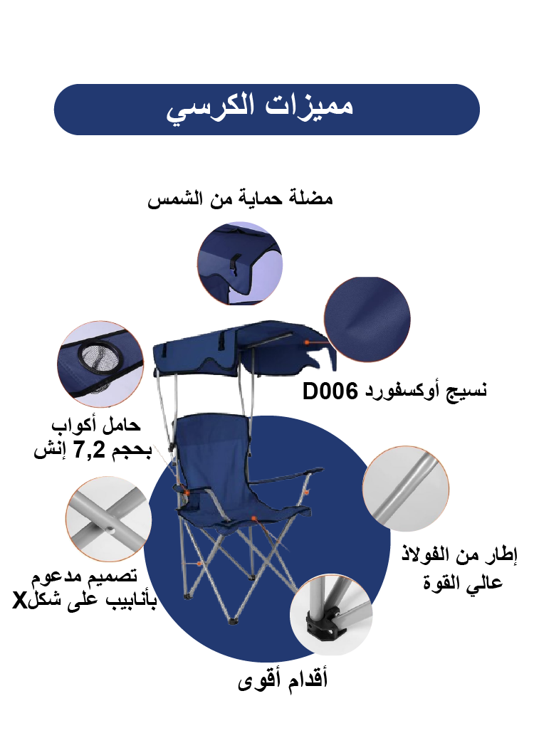 Image de Chaise Pliante Confort avec parasole - Unbranded