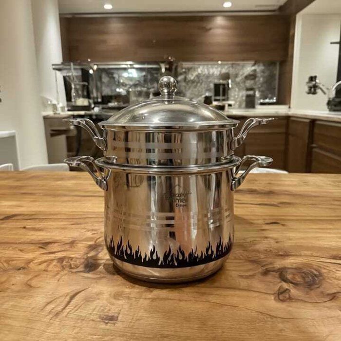 Couscousier inox premum avec indicateur thermique visuel et design italien – Hauteur 20cm/8L