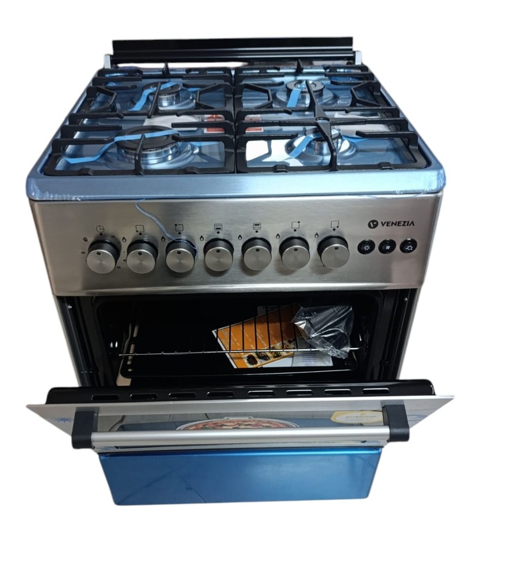 CUISINIERE à Gaz VENEZIA 4 FEUX 60 x 60 cm Eclairage intérieur et ventilateur
