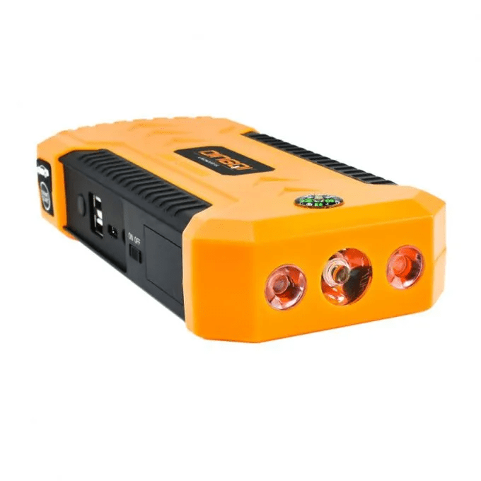 DINGQI Démarreur d'urgence de saut de voiture, batterie d'alimentation, avec double sortie USB, torche LED, SOS