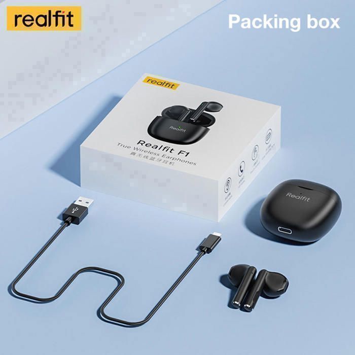 Image de Écouteurs intra-auriculaires Bluetooth Realfit F1, Type-C Couleur : Noir - Unbranded