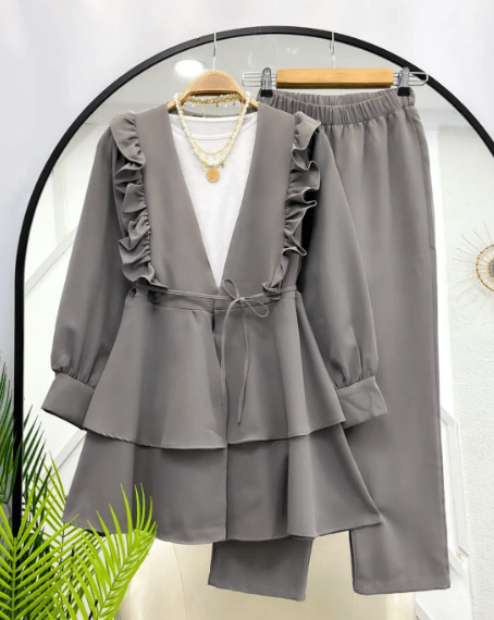 Image de Ensemble 2 Pièces Moderne en Crêpe Rosa - Unbranded