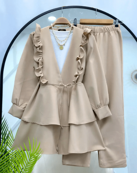 Image de Ensemble 2 Pièces Moderne en Crêpe Rosa - Unbranded