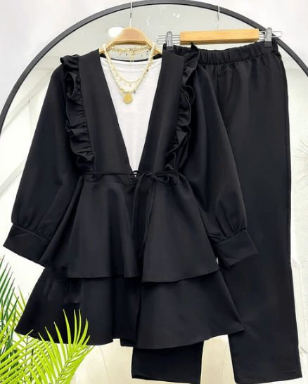 Image de Ensemble 2 Pièces Moderne en Crêpe Rosa - Unbranded