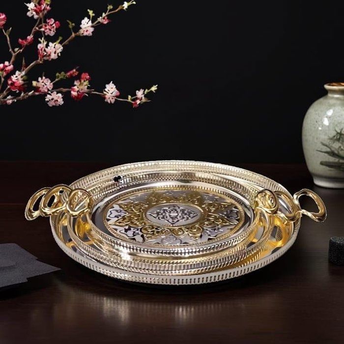 Ensemble 3 plateaux Gm 65cm/40cm Mm 55/34cm Pm 47cm/29cm et argentés