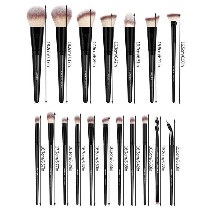 Image de Ensemble de pinceaux de maquillage - Maange - 18 pièces - Étui de voyage - Poils doux - Pour tous types de peau - Unbranded