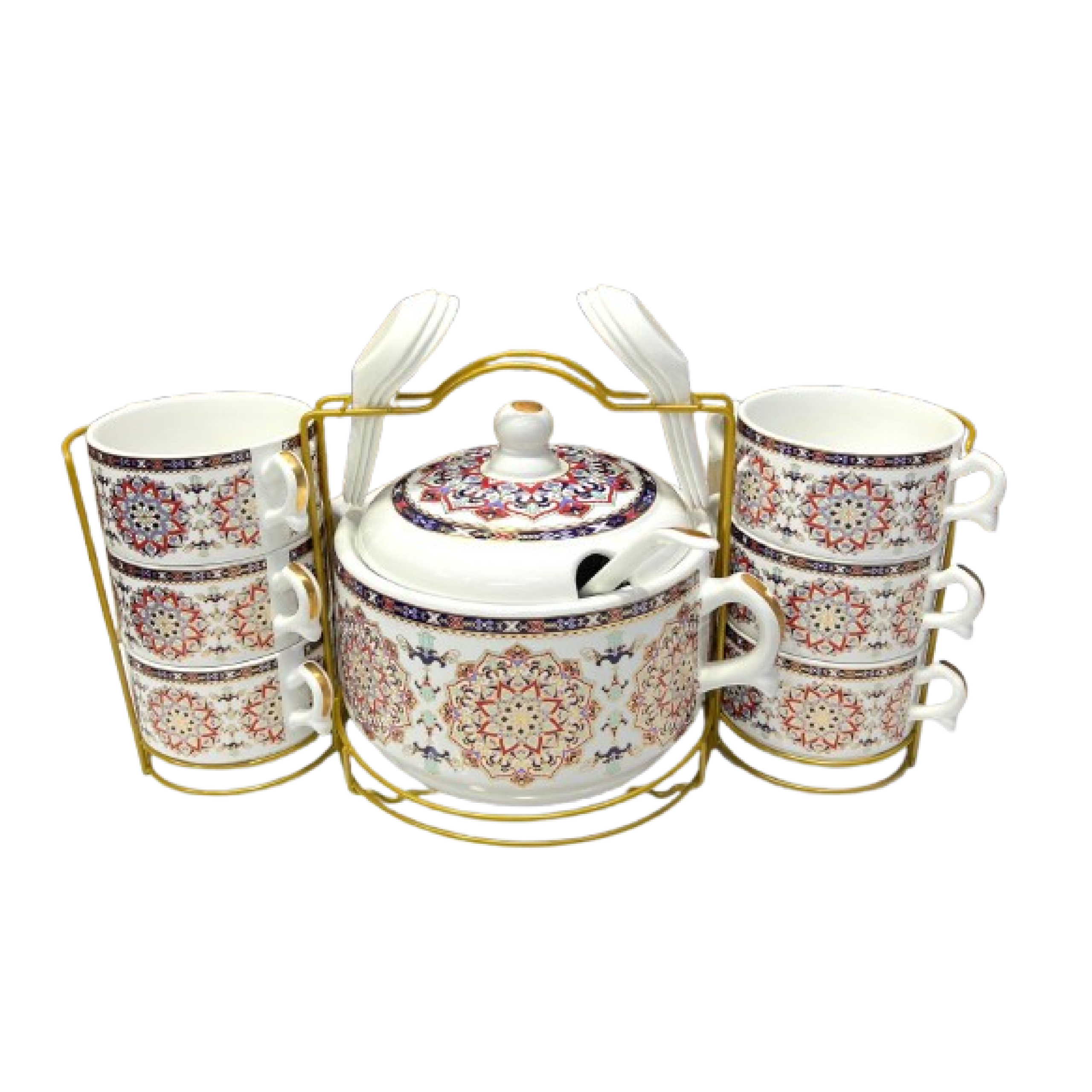 Ensemble de Service à Soupe avec 6 Tasses et Grand Bol et Support , une Louche