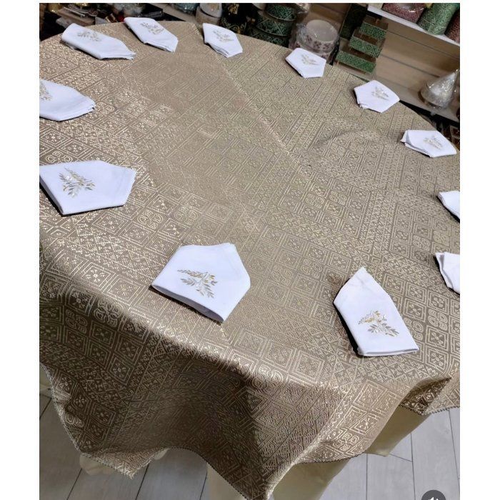 Ensemble Nappe de table et 12 serviettes brodées Skeli hor en tissu Khrib qualité premum tissu lavable