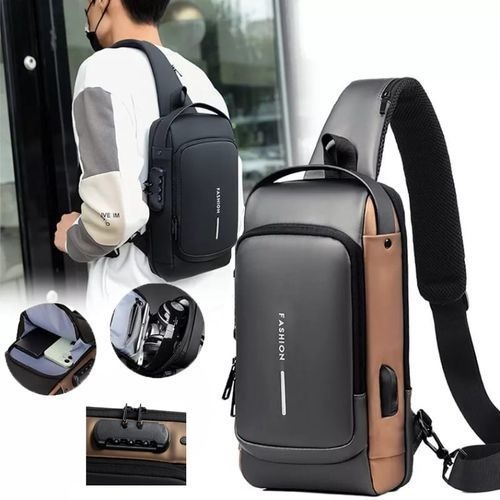 Fashion sac de poitrine multifonctionnel, étanche, antivol, voyage, chargeur USB